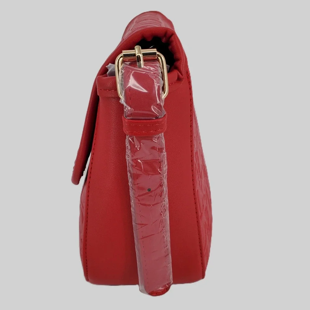 CXL by Christian Lacroix Clara Embossed Logo Red Shoulder Bag‎ Purse Adjustable
